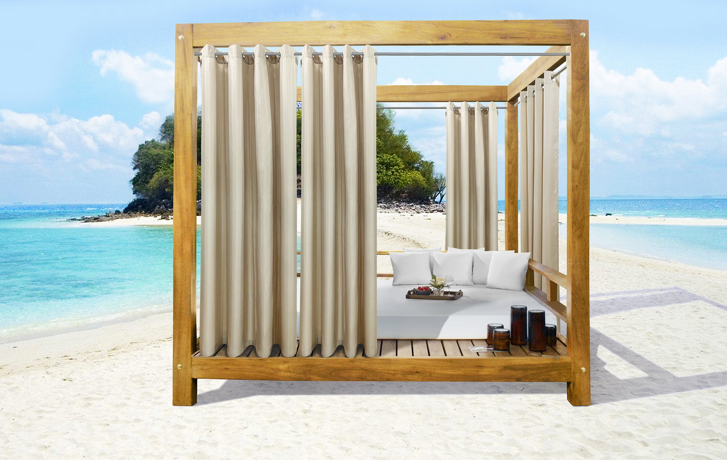 50 x 96 in. Seascapes Light Filtering Grommet Outdoor Panel, Linen