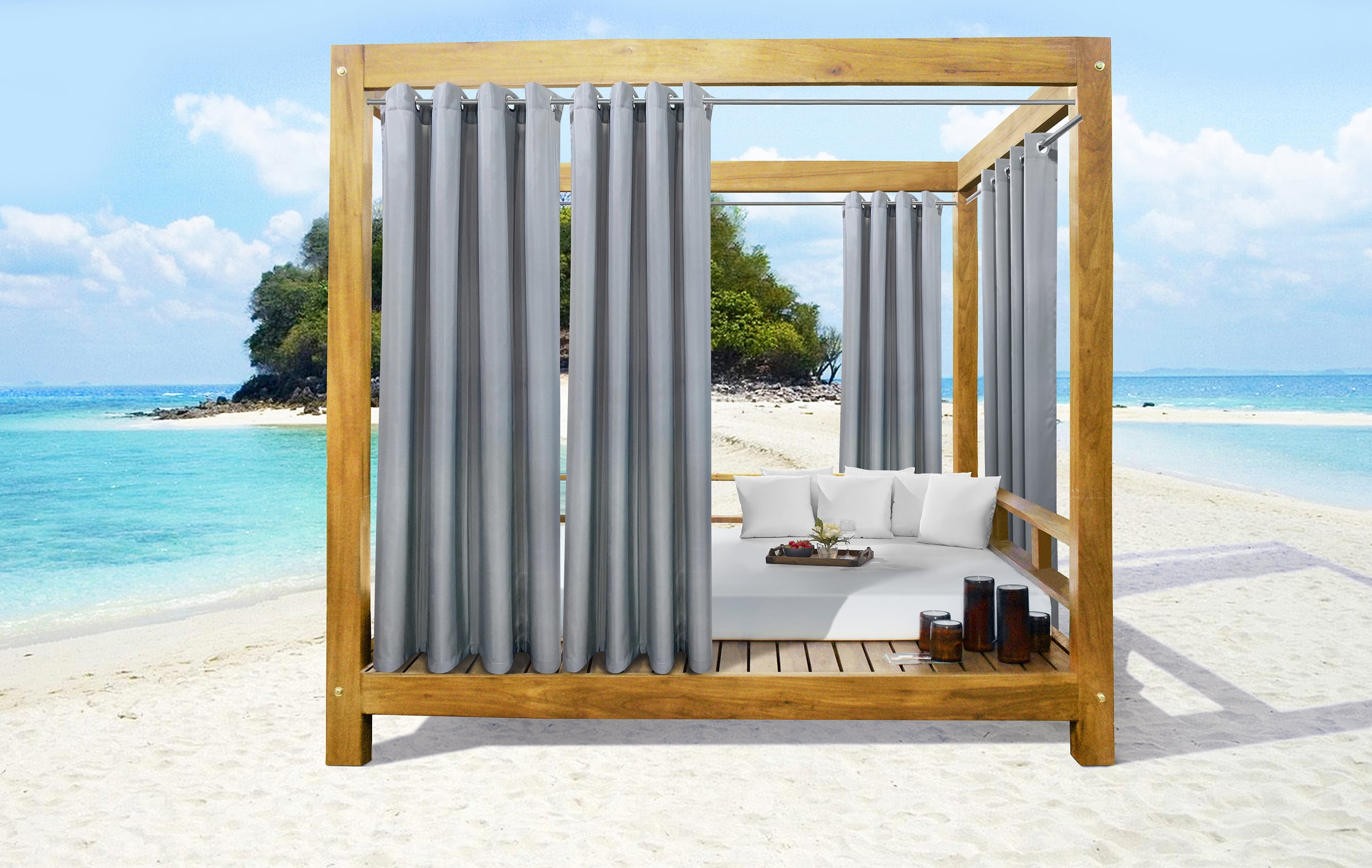 50 x 96 in. Seascapes Light Filtering Grommet Outdoor Panel, Alloy Grey