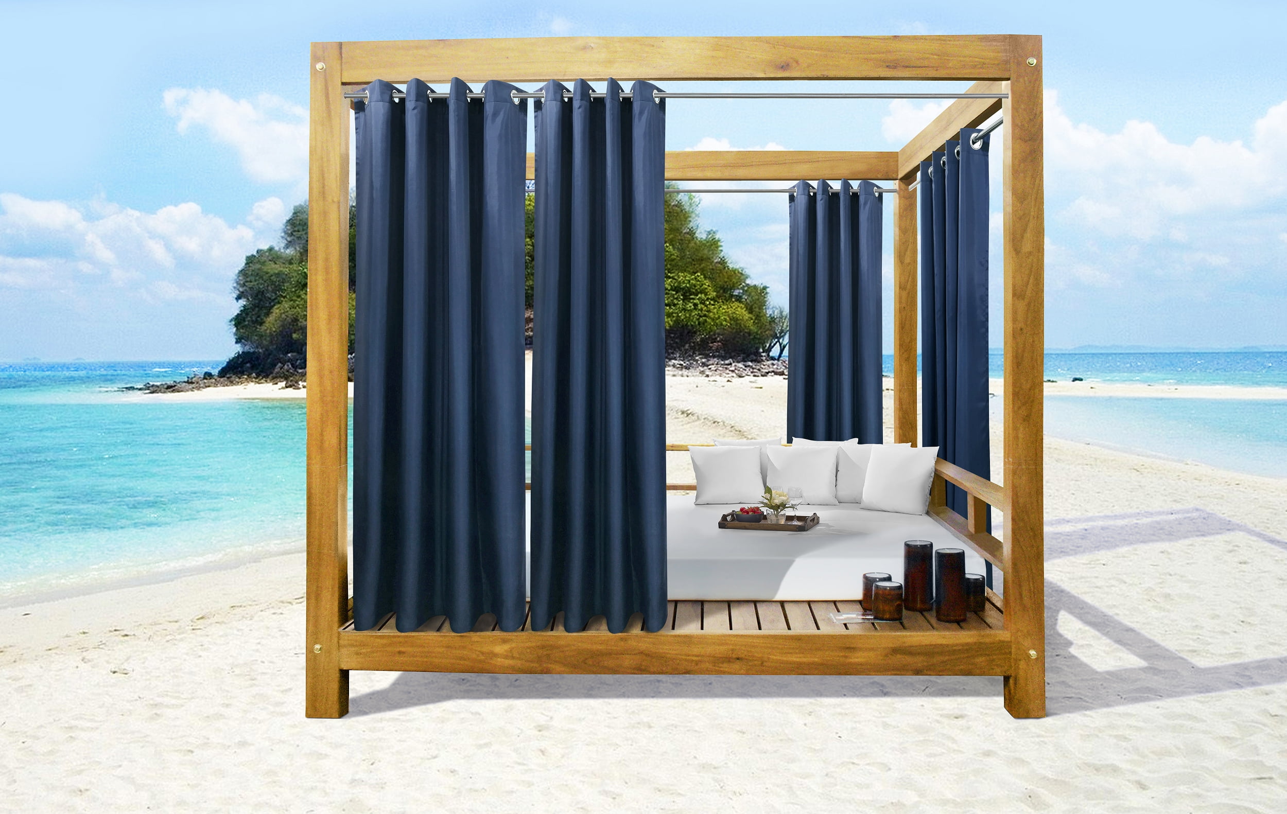 50 x 96 in. Seascapes Light Filtering Grommet Outdoor Panel, Indigo