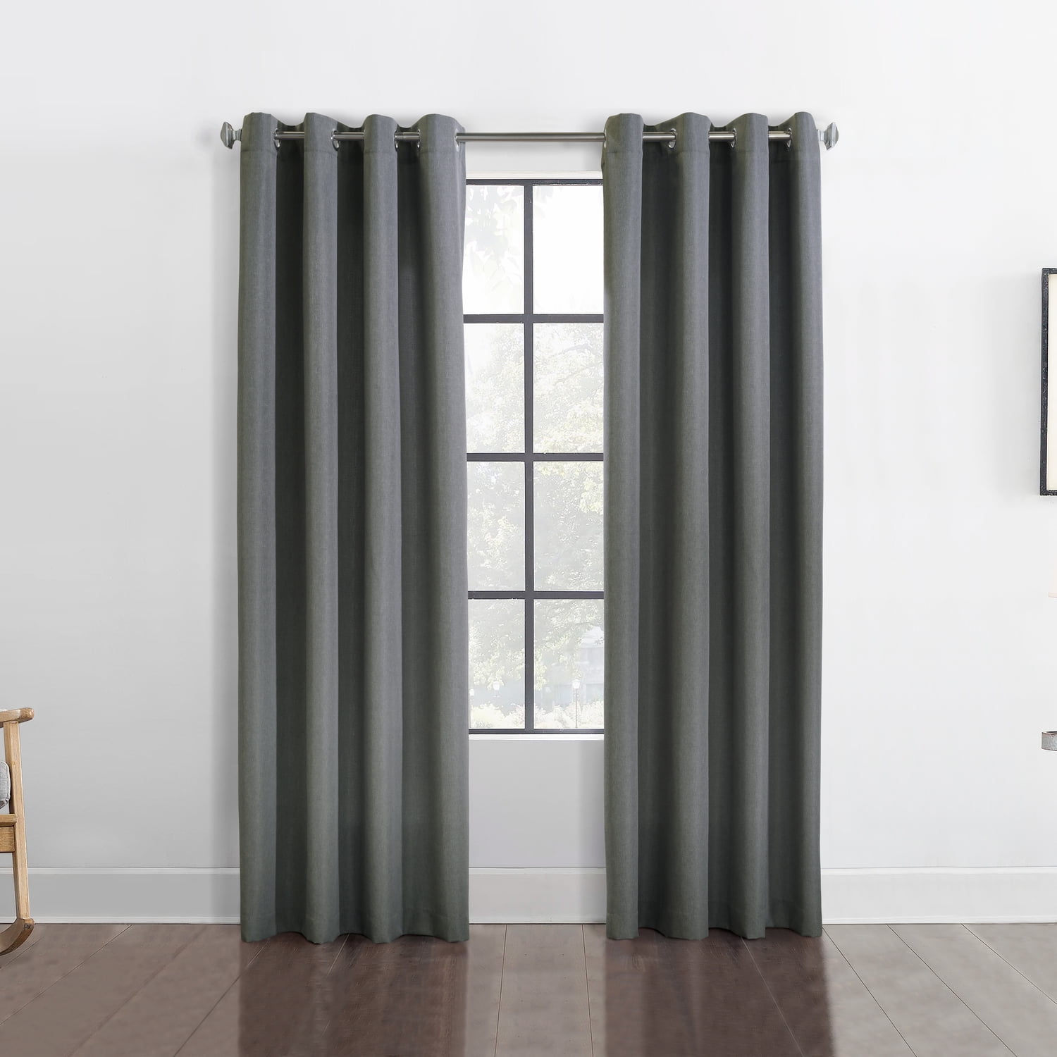 52 x 108 in. Margaret Light Filtering Grommet Curtain Panel, Charcoal