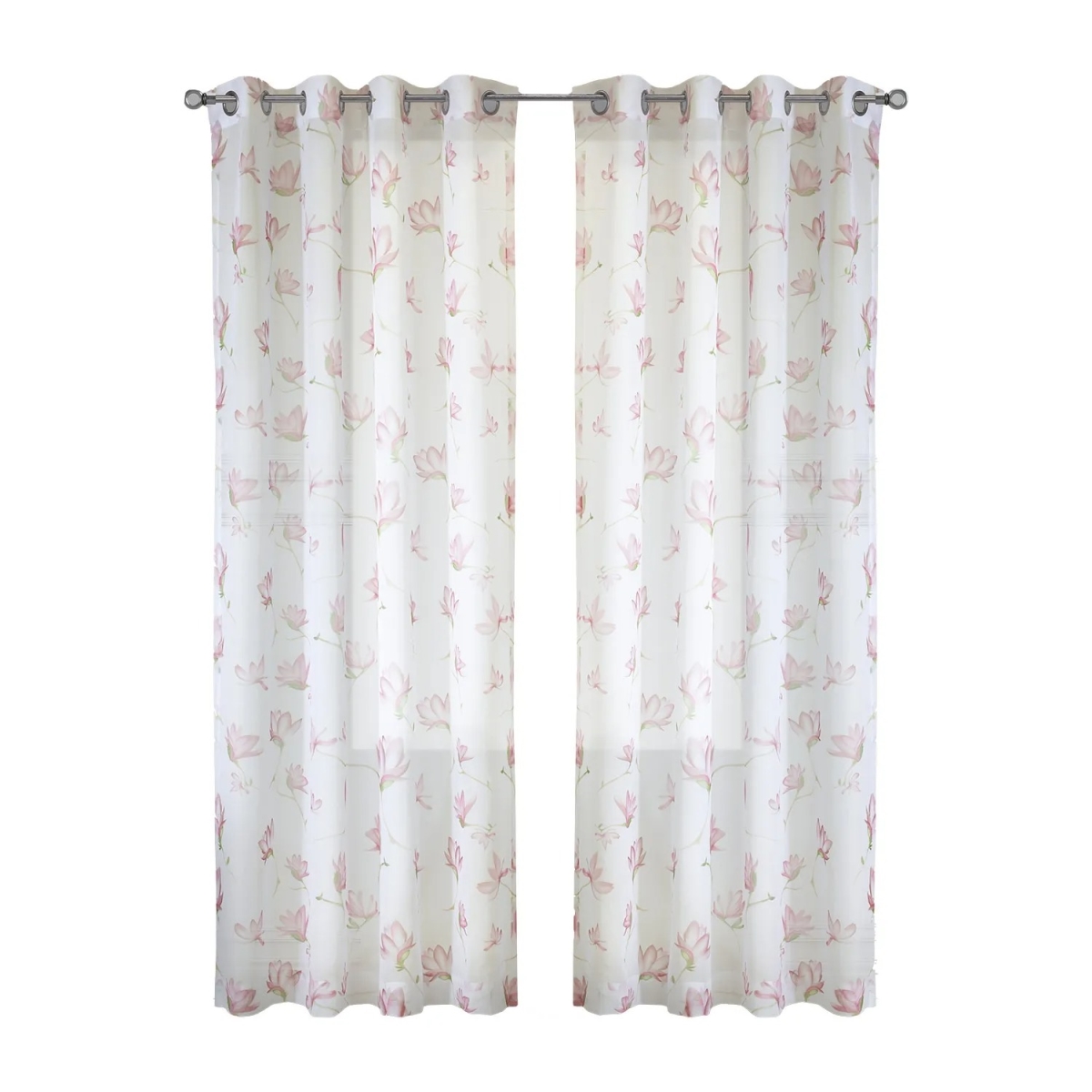 Picture of Habitat 72227-109-52-84-018 52 x 84 in. Magnolia Light Filtering Grommet Curtain Panel - White & Pink