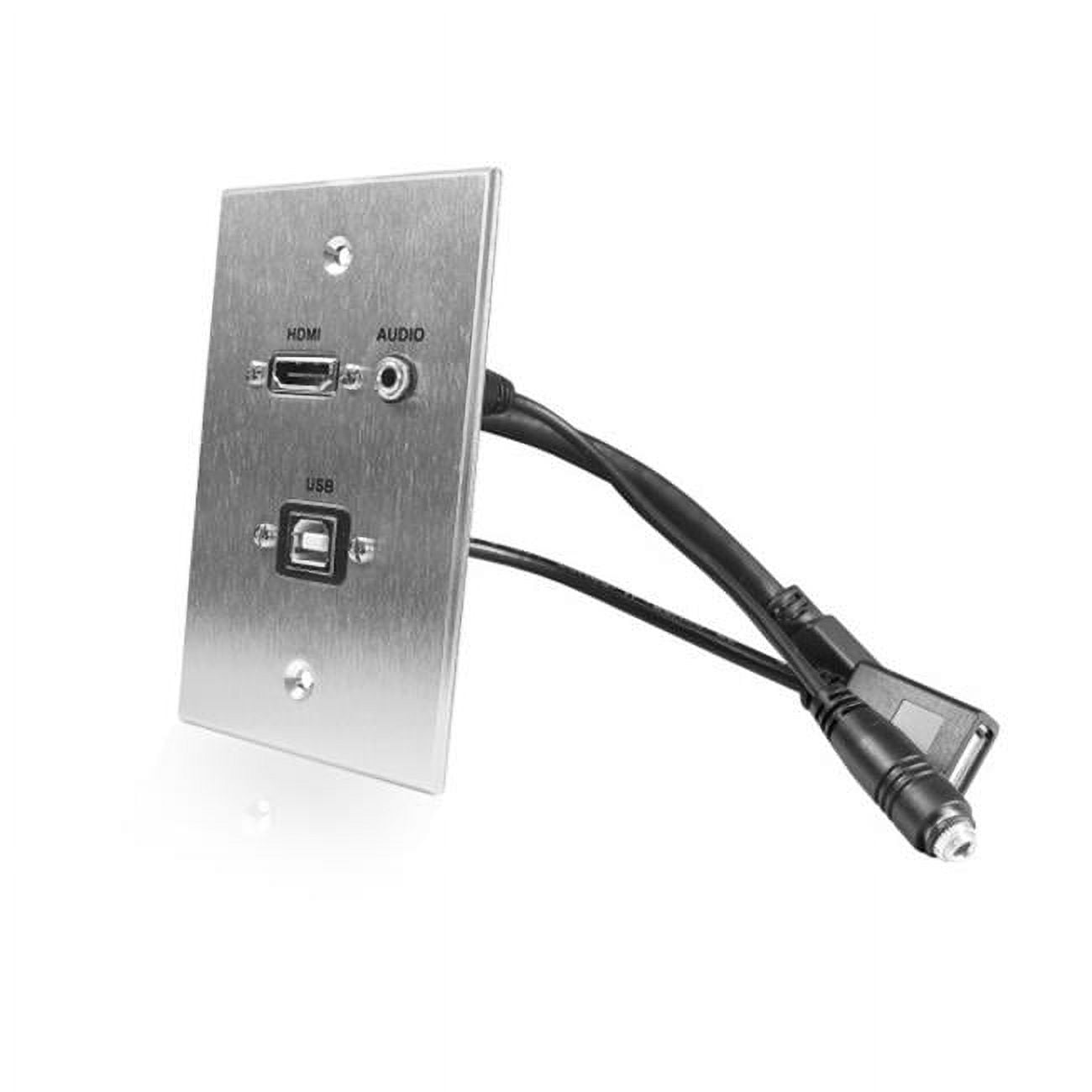 Picture of Comprehensive WPPT-HUA1-AC HDMI USB 3.5 mm Audio Pass Through Single Gang Wall Plate with Pigtails - Aluminum