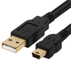 Picture of Cmple 666-N 3 ft. USB 2.0 A Male to Mini B Male 5 Pin Gold Plated Cable - Black
