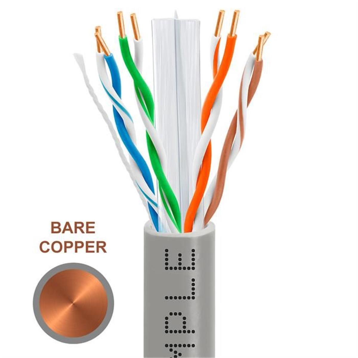 Picture of Cmple 1313-N Cat6 Bulk Ethernet Cable 23AWG Bare Copper, 550MHz - 1000 ft. - Gray