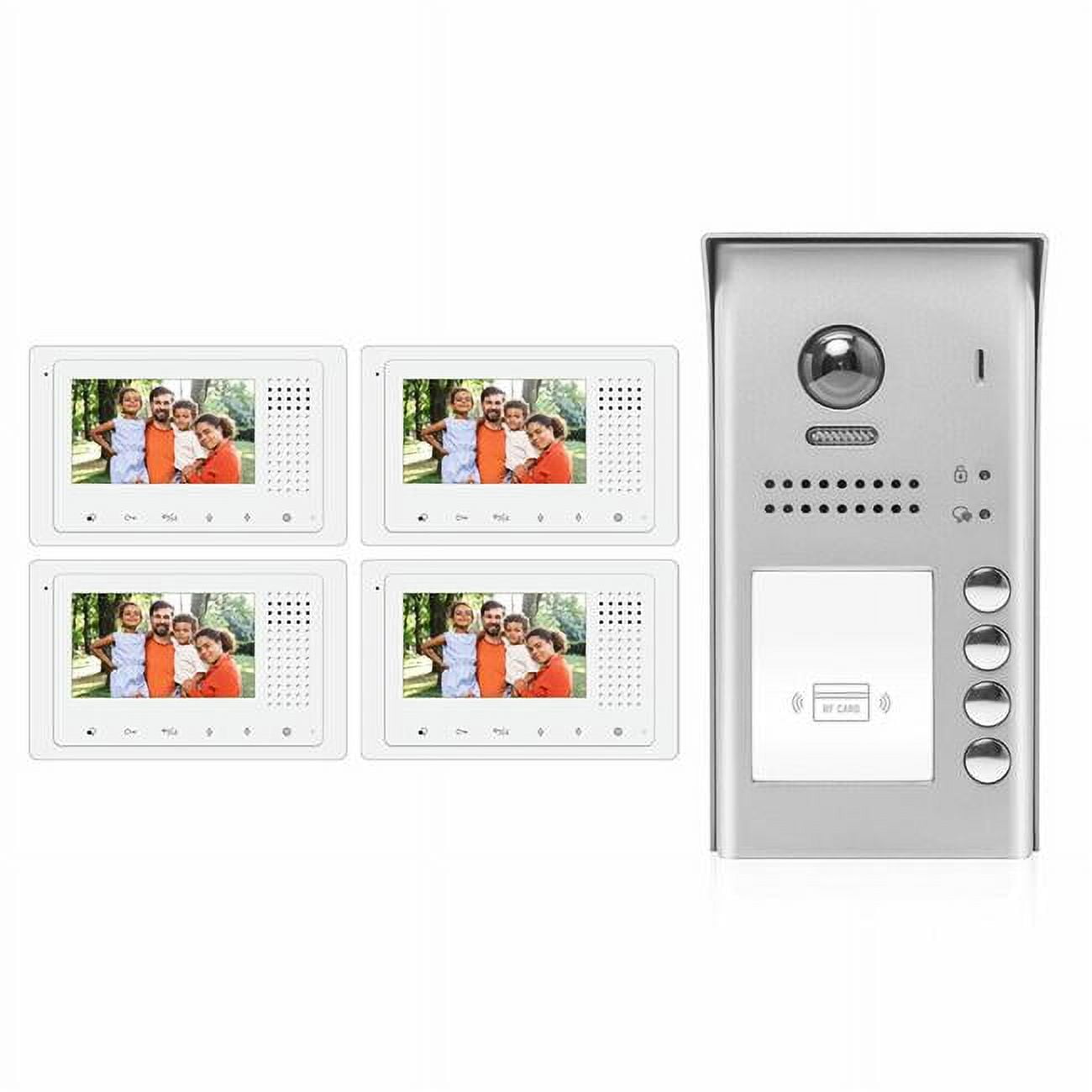 Picture of 2Easy Video Intercom System 1725-N 4.3 in. 2 Wire Audio & Video Doorbell Intercom System Entry Monitor Kit - 4 Apartment with 4 Color