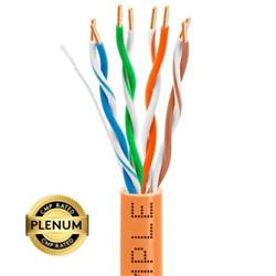 Picture of WaveNet 4005-N 1000 ft. 24AWG 350MHz UTP 4 Pair Solid Bare Copper Cat5e Plenum Ethernet Cable, Orange