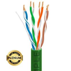 Picture of WaveNet 4006-N 1000 ft. 24AWG 350MHz UTP 4 Pair Solid Bare Copper Cat5e Plenum Ethernet Cable, Green