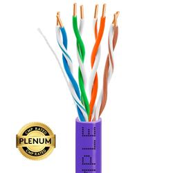 Picture of WaveNet 4008-N 1000 ft. 24AWG 350MHz UTP 4 Pair Solid Bare Copper Cat5e Plenum Ethernet Cable, Purple