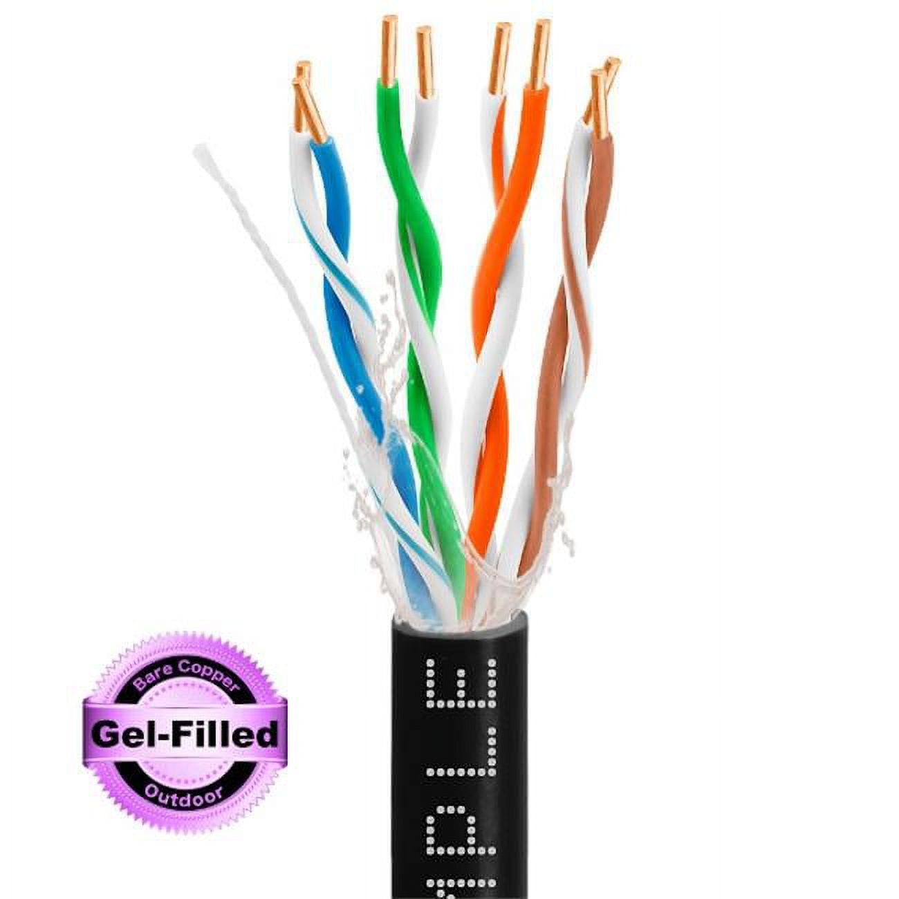 Picture of WaveNet 4018-N 1000 ft. 24AWG UTP Cat5e Gel Filled Outdoor Direct Burial Waterproof Solid Bare Copper Wire Ethernet Cable, Black