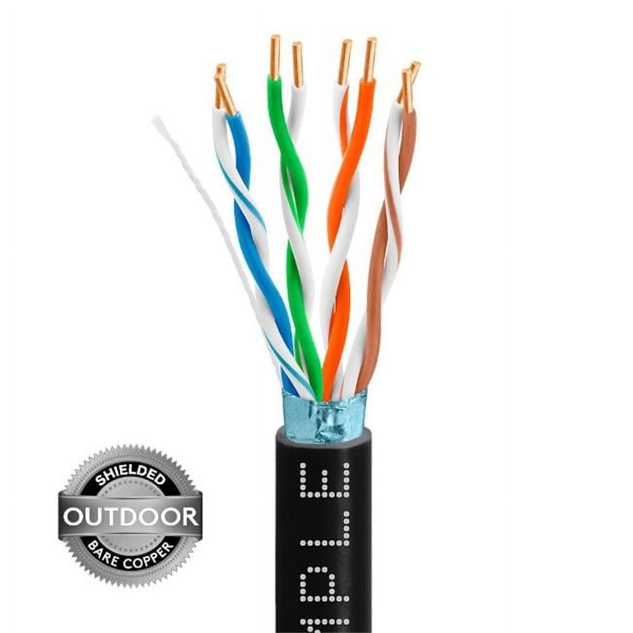 Picture of WaveNet 4019-N 1000 ft. 24AWG Cat5e Twisted Pair Shielded Outdoor Direct Burial Solid Bare Copper Wire Ethernet Cable, Black