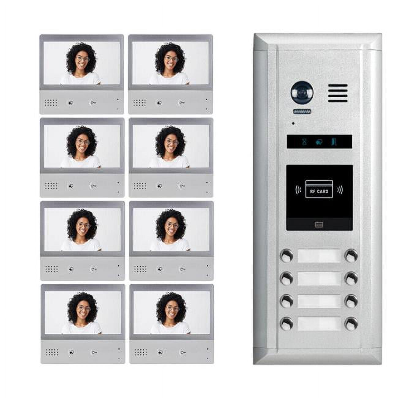 Picture of 2Easy Video Intercom System 5000-N 7 in. 170 deg Camera Unit 2 Wire Connection LCD Touch Monitors 8 Apartments Wi-Fi Audio & Video Doorbell Intercom Kit
