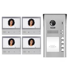 Picture of 2Easy Video Intercom System 5009-N 7 in. 170 deg Camera Unit 2 Wire Connection Four LCD Touch Monitors Video Intercom Entry 4 Apartments Wi-Fi Audio & Video Doorbell Intercom Kit