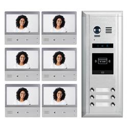 Picture of 2Easy Video Intercom System 5010-N 7 in. 170 deg Camera Unit 2 Wire Connection Six LCD Touch Monitors Video Intercom Entry 6 Apartments Wi-Fi Audio & Video Doorbell Intercom Kit