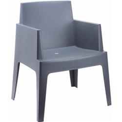 Compamia Box Resin Patio Dining Arm Chair in Dark Gray (Set of 4)