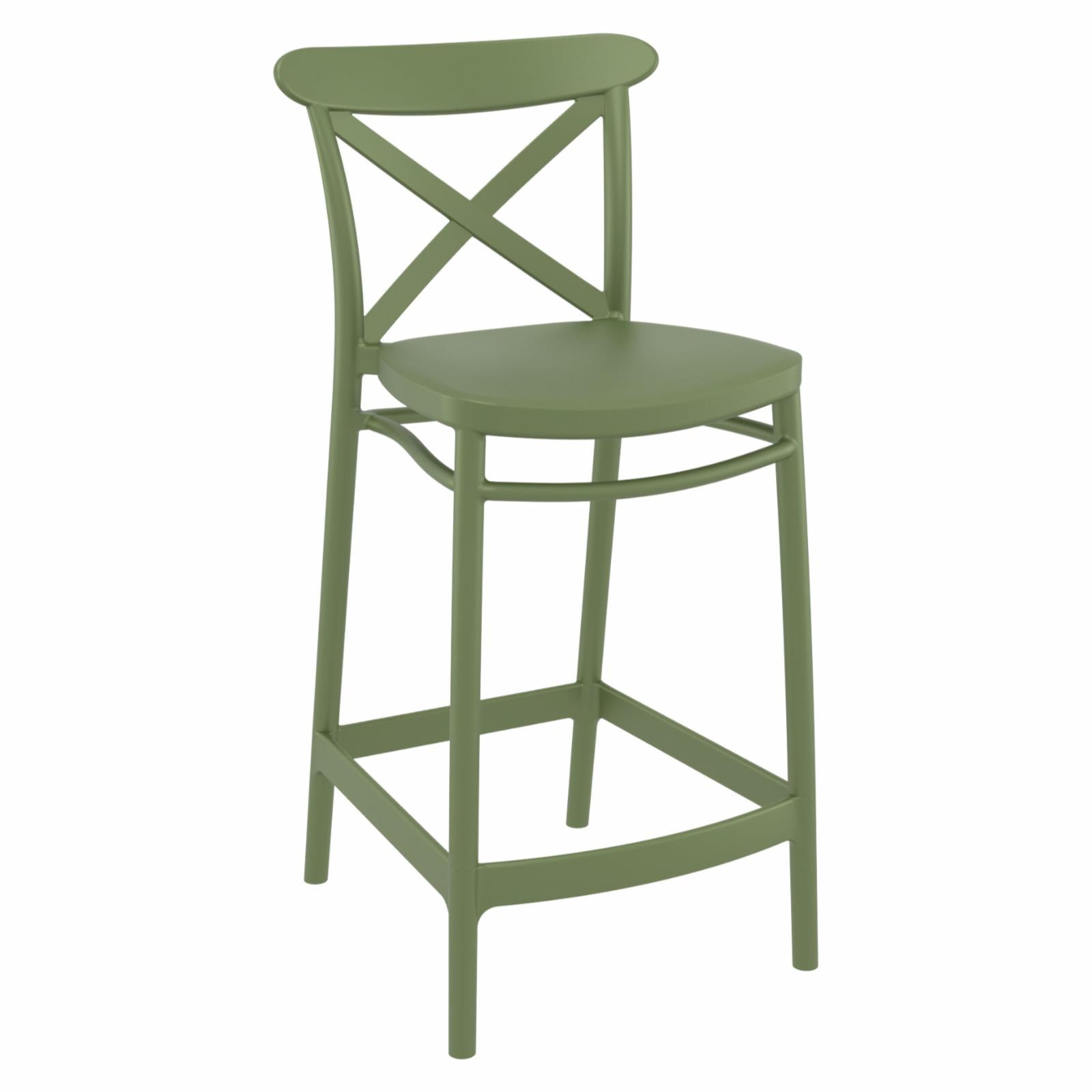 Compamia ISP264-OLG 25.6 in. Cross  Counter Stool  Olive Green