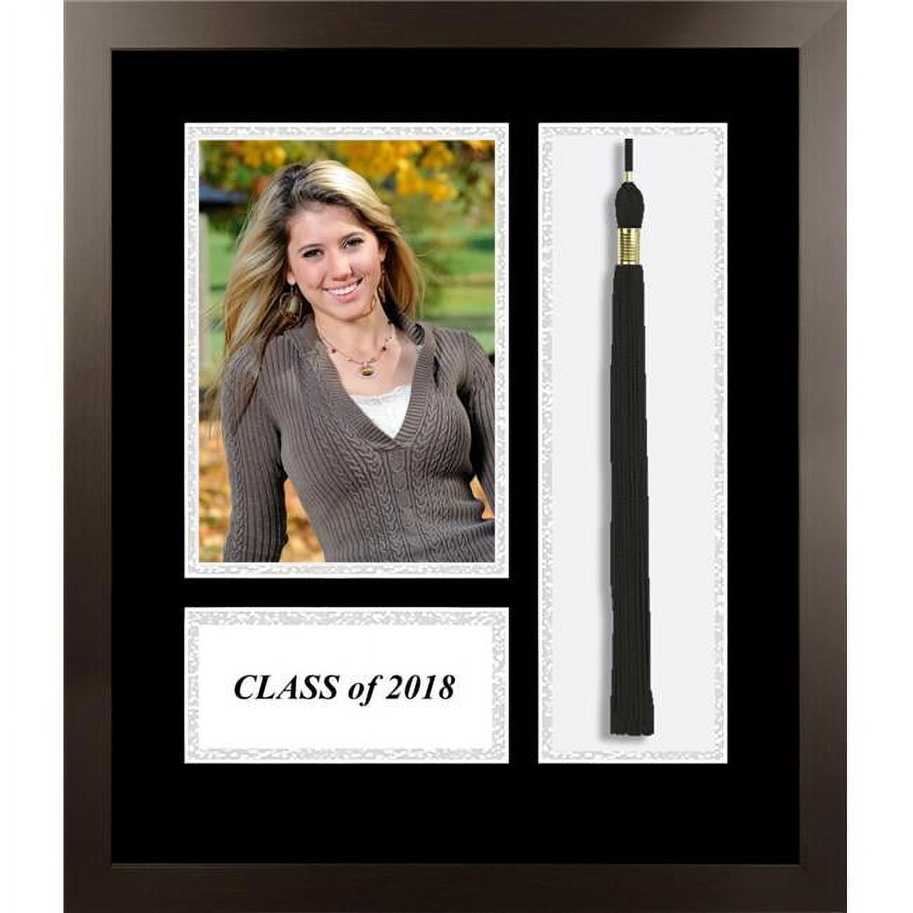 ACFMESBS18 2018 Academic Espresso Photo Frame, Black & Silver Matting with Tassel Opening 5 x 7 in. Photo Opening