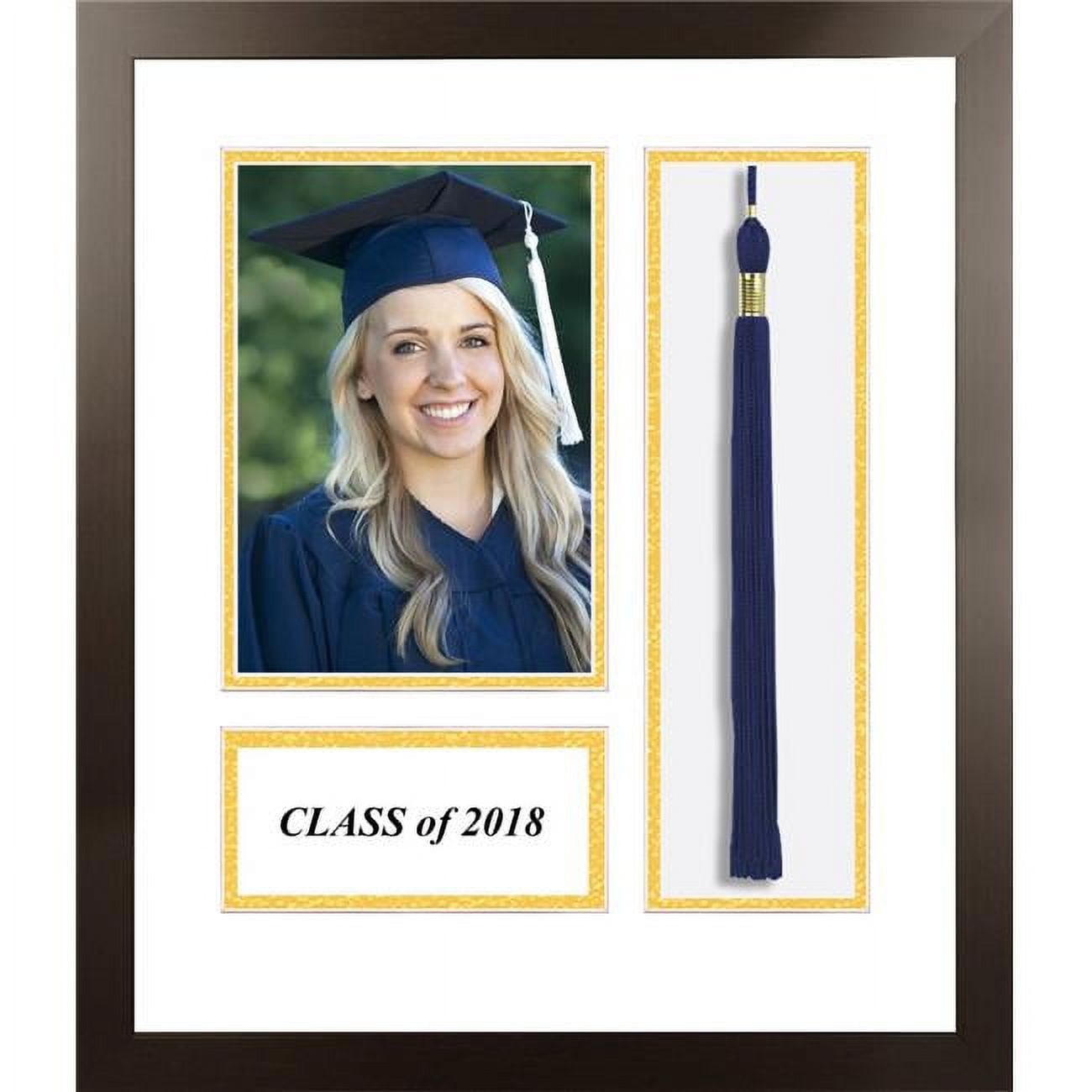 ACFMESWG18 2018 Academic Espresso Photo Frame, White & Gold Matting with Tassel Opening 5 x 7 in. Photo Opening