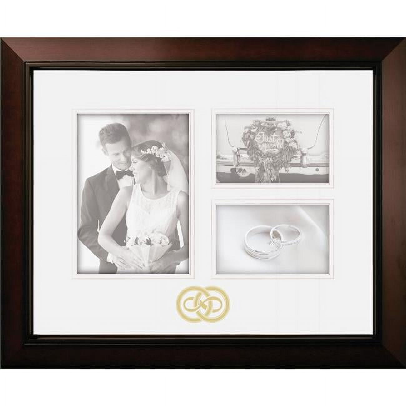 Forever Multi-Photo Frame with White Mats & Gold Imprint - White