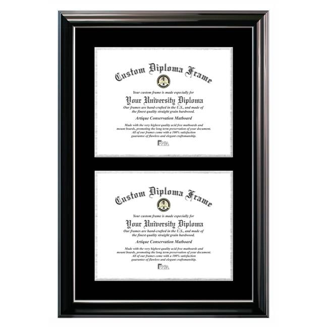 Double Degree Classic Black Certificate Frame with Black & Silver Mats - 11 x 14 in.