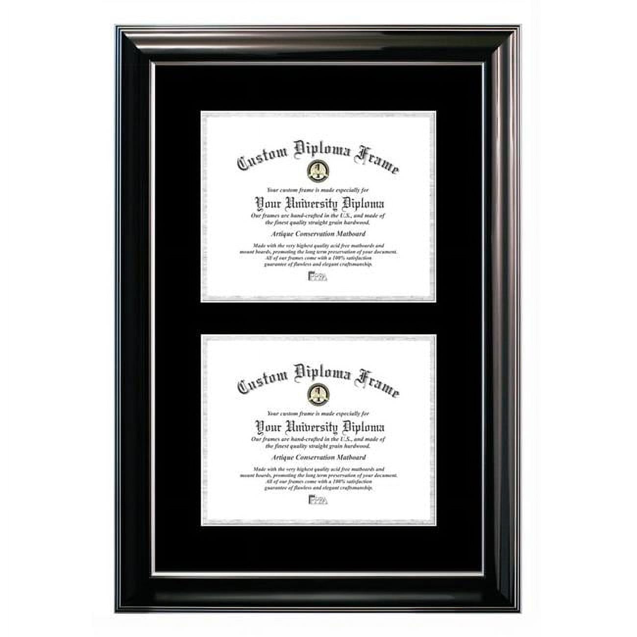 CMBS001DD-810 8 x 10 in. Double Degree Classic Black Certificate Frame with Black & Silver Mats