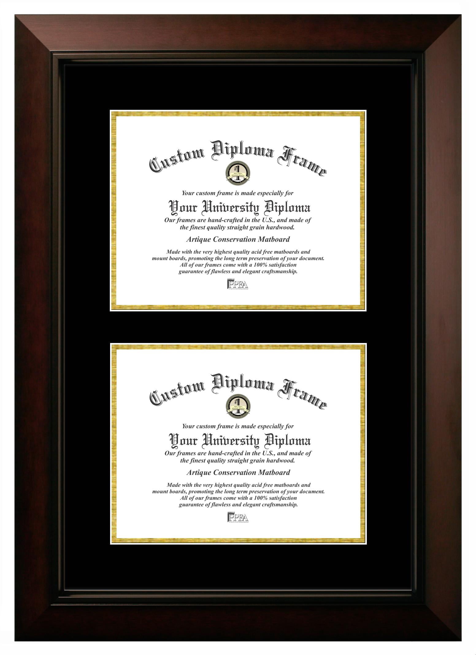 LEGBG001DD-8511 8.5 x 11 in. Double Degree Legacy Black Certificate Frame with Black & Gold Mats