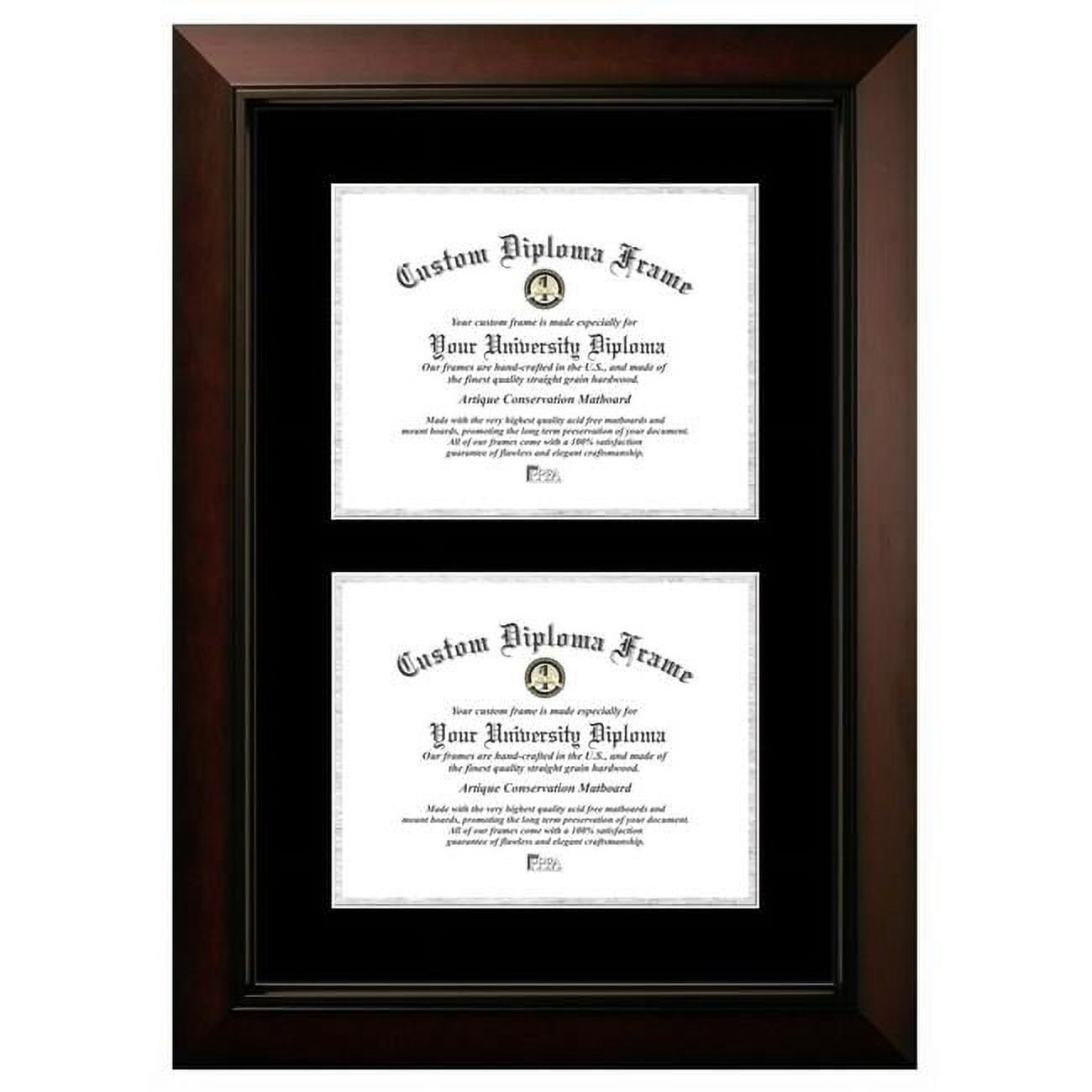 LEGBS001DD-8511 8.5 x 11 in. Double Degree Legacy Black Certificate Frame with Black & Silver Mats