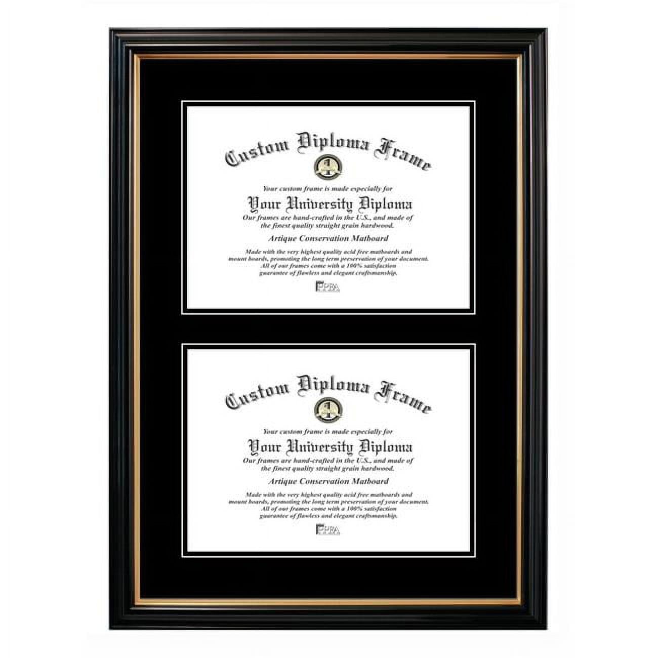 Double Degree Petite Black Gold Trim Certificate Frame - Black - 11 x 14in.