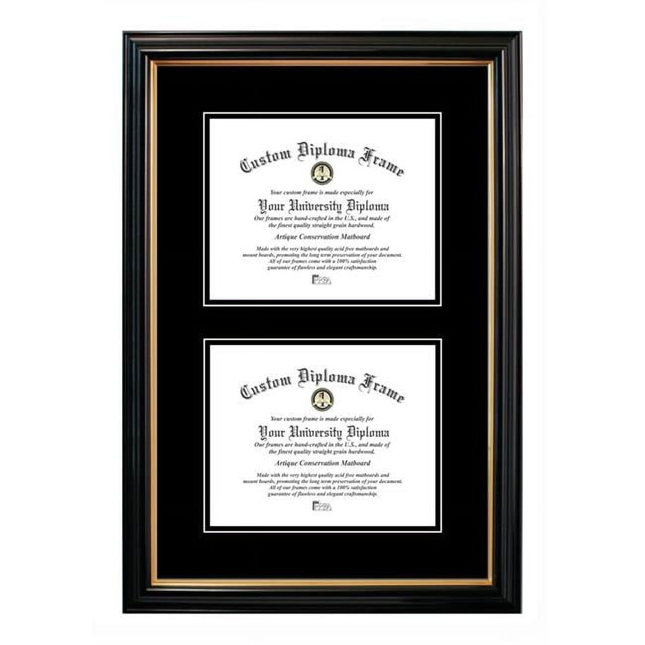 PBGTBB01DD-810 8 x 10 in. Double Degree Petite Black Gold Trim Certificate Frame with Double Black Mats