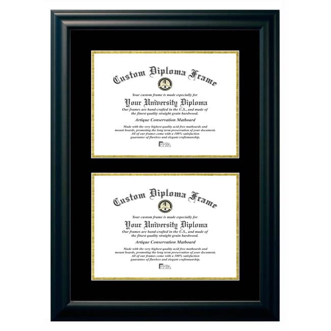 SBBG001DD-1114 11 x 14 in. Double Degree Satin Black Certificate Frame with Black & Gold Mats