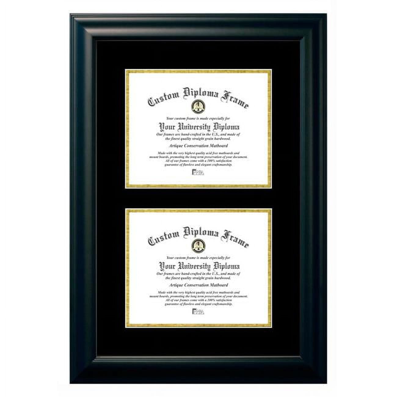 SBBG001DD-810 8 x 10 in. Double Degree Satin Black Certificate Frame with Black & Gold Mats