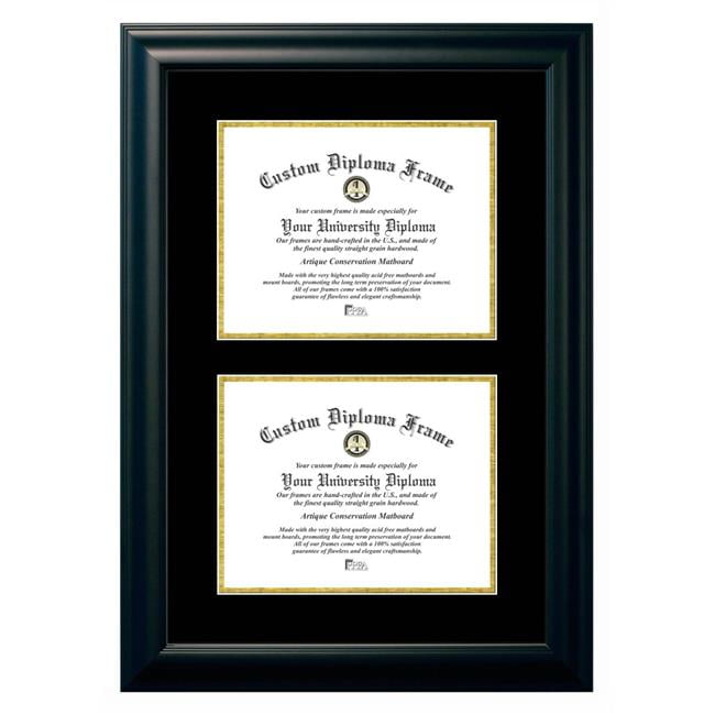SBBG001DD-8511 8.5 x 11 in. Double Degree Satin Black Certificate Frame with Black & Gold Mats