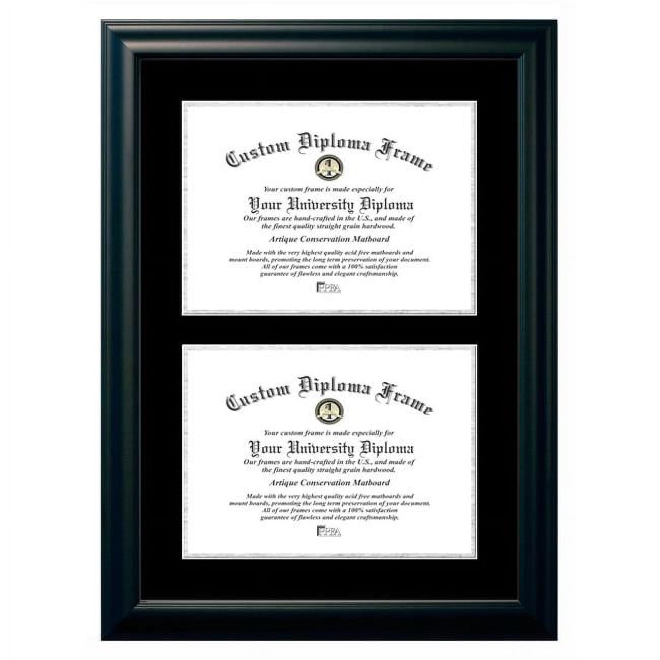 SBBS001DD-1114 11 x 14 in. Double Degree Satin Black Certificate Frame with Black & Silver Mats