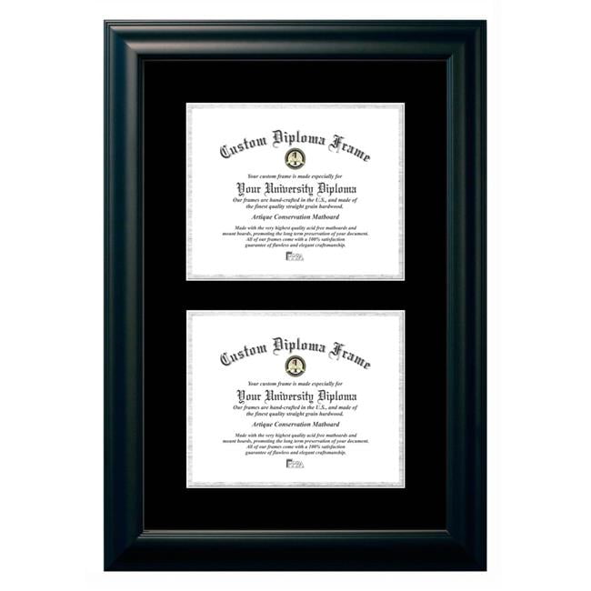 SBBS001DD-810 8 x 10 in. Double Degree Satin Black Certificate Frame with Black & Silver Mats