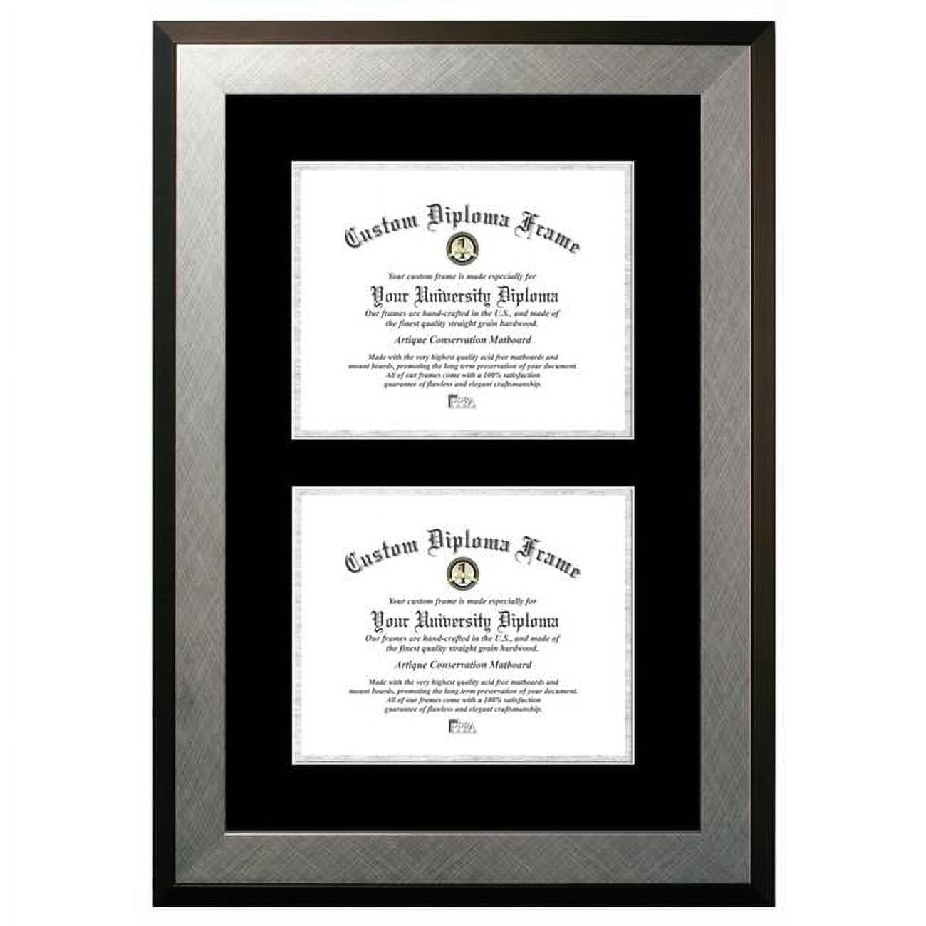 HSBS001DD-810 8 x 10 in. Double Degree Honors Silver Certificate Frame with Black & Silver Mats