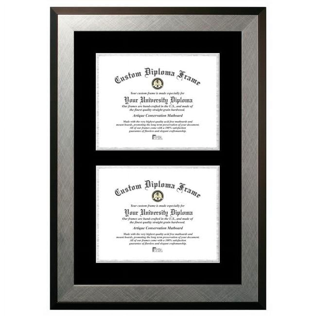 HSBS001DD-8511 8.5 x 11 in. Double Degree Honors Silver Certificate Frame with Black & Silver Mats