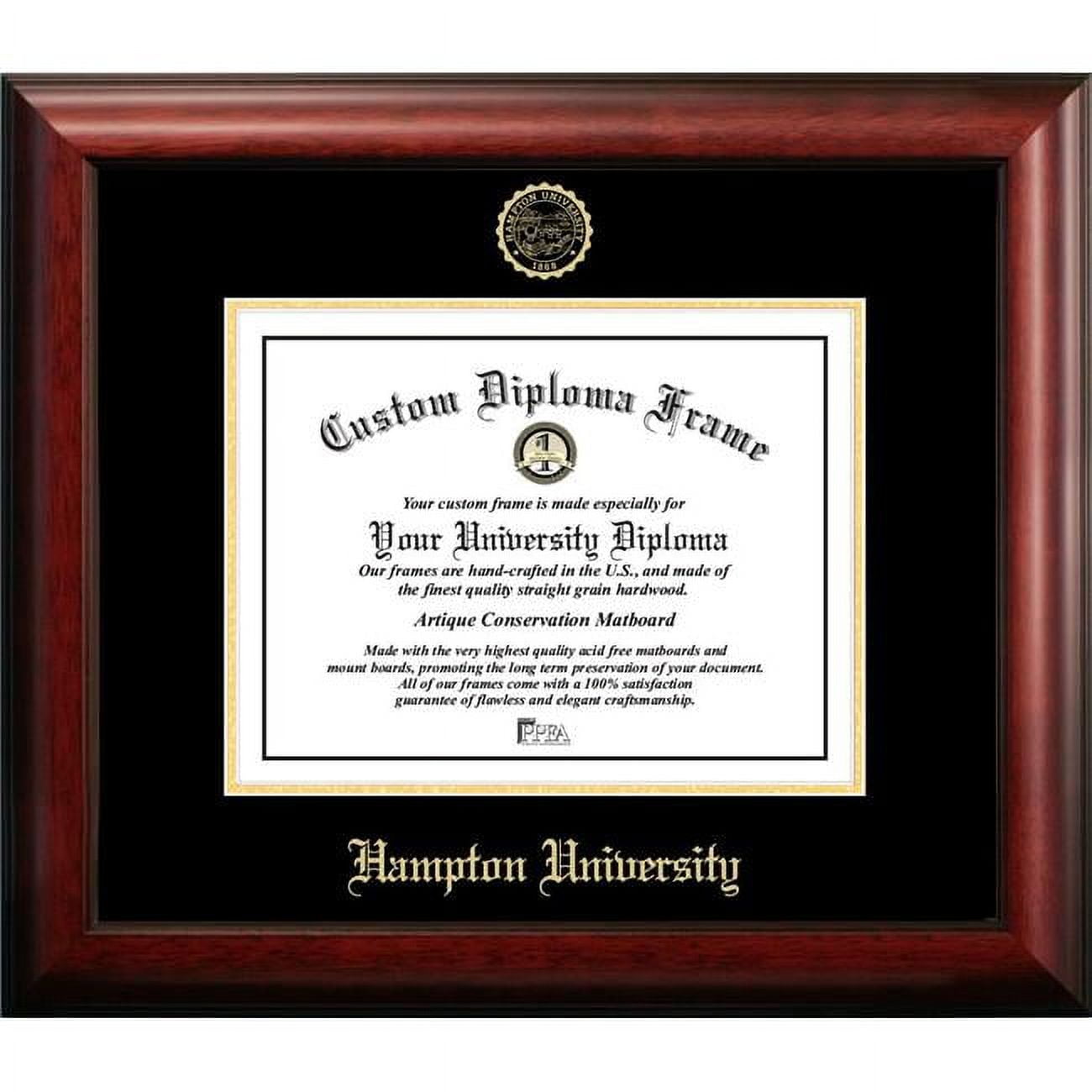 8.5 x 11 in. Hampton University Gold Embossed Diploma Satin Mahogany Frame