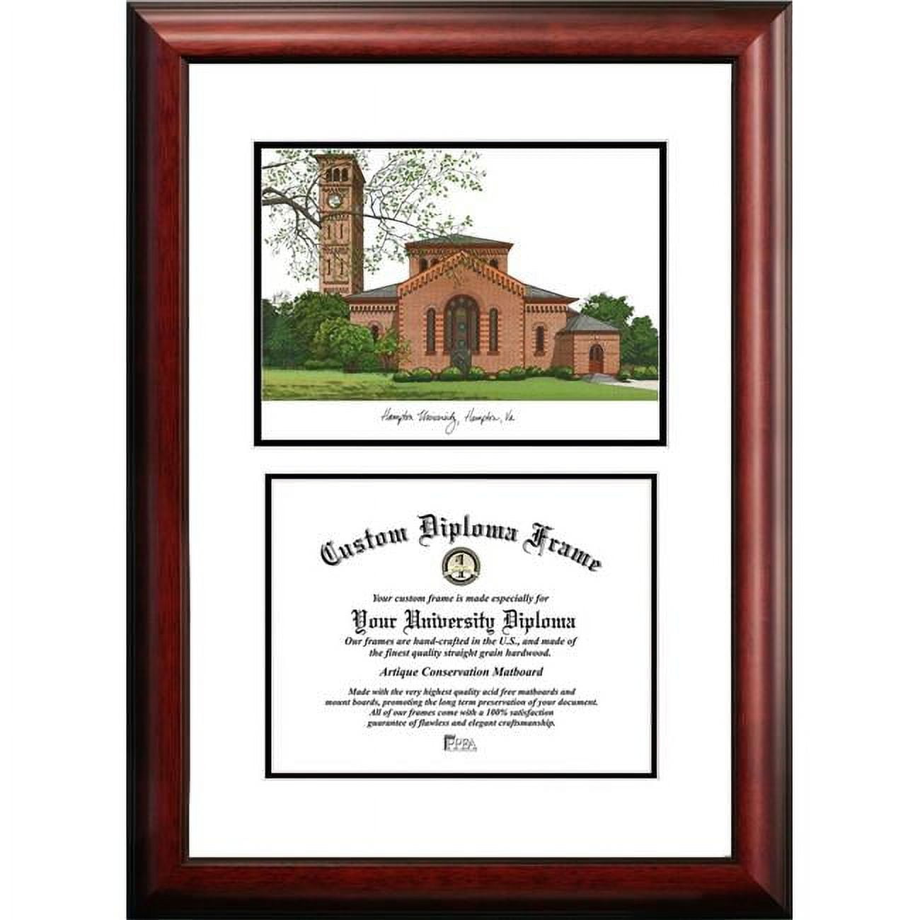 VA990V-1185 8.5 x 11 in. Hampton University Scholar Diploma Satin Mahogany Frame