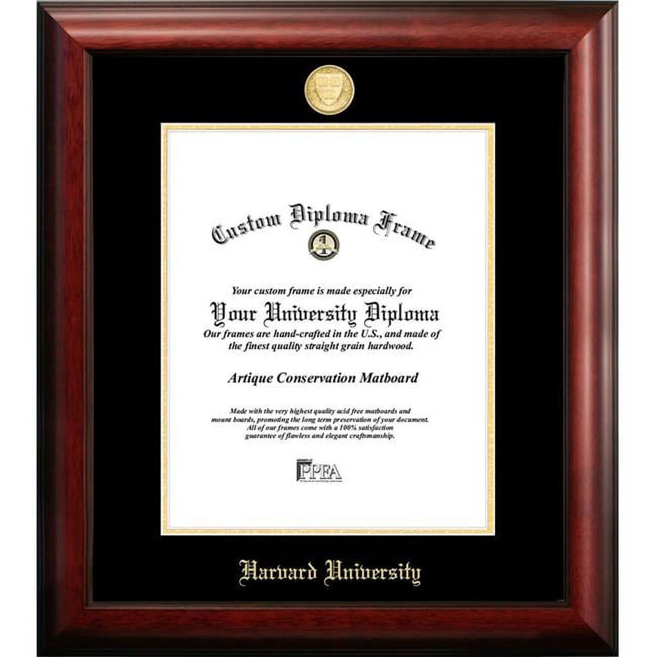 14 x 11 in. Harvard University Gold Embossed Diploma Satin Mahogany Frame