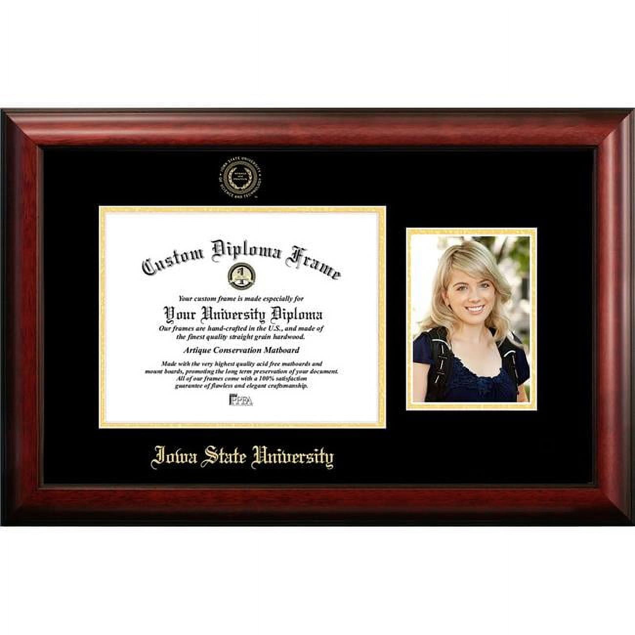 8.5 x 11 in. Iowa State University Gold Embossed Diploma Satin Mahogany Frame with 5 x 7 in. Portrait
