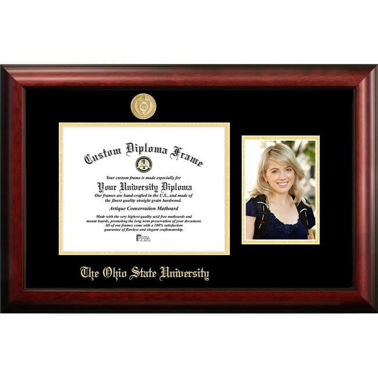 OH987PGED-1185 11 x 8.5 in. Ohio State University Gold Embossed Diploma Frame with 5 x 7 in. Portrait - Satin Mahogany
