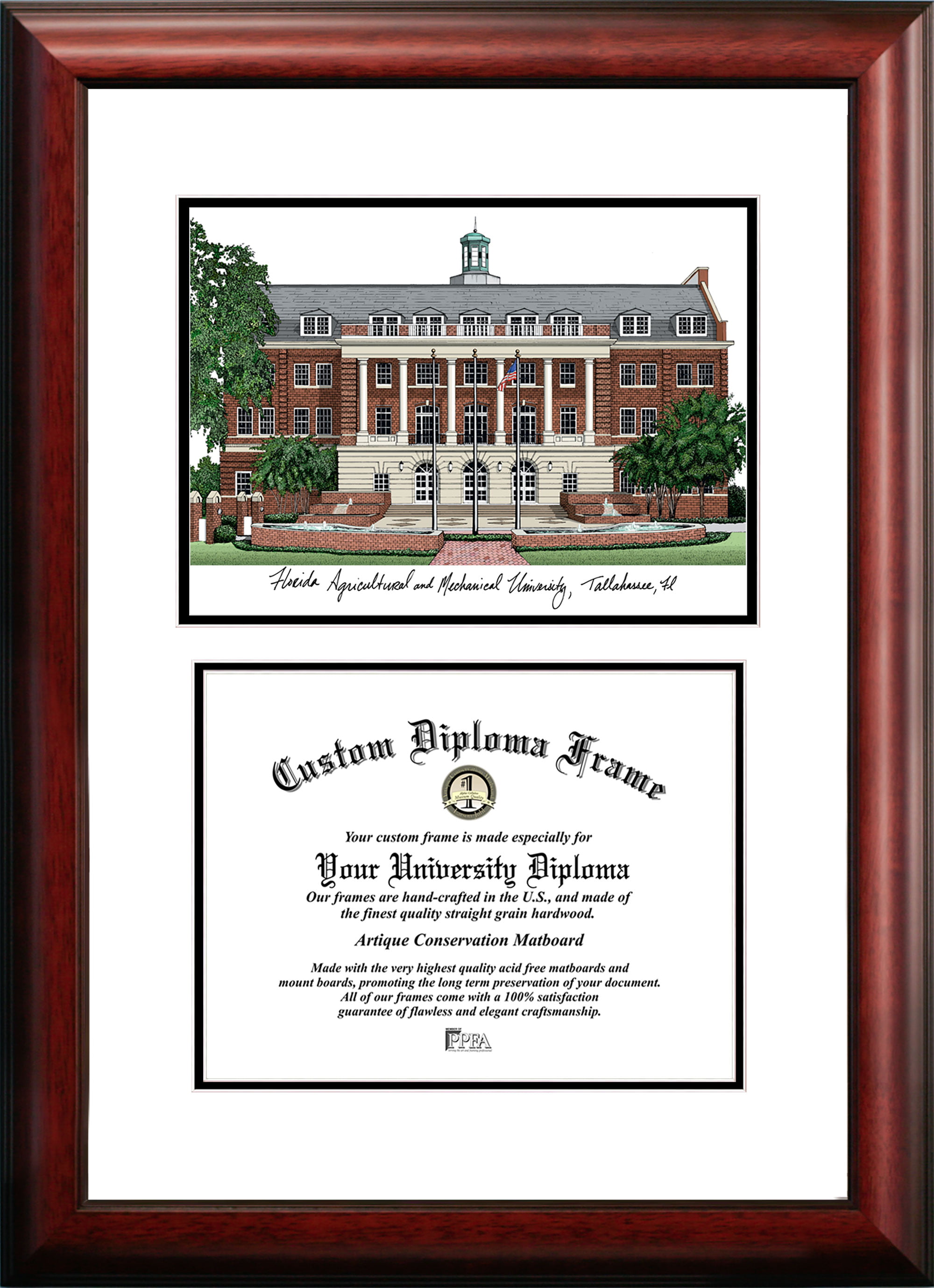 FL997V-1185 11 x 8.5 in. Florida A&M University Scholar Diploma Frame - Satin Mahogany
