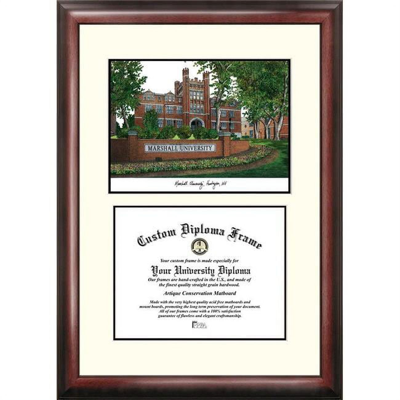 WV999V-1185 11 x 8.5 in. Marshall University Scholar Diploma Frame - Satin Mahogany