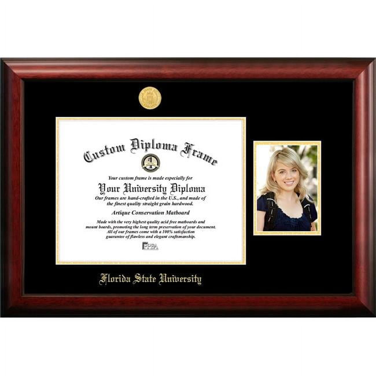 FL985PGED-1411 14 x 11 in. Florida State University Gold Embossed Diploma Frame with 5 x 7 in. Portrait - Satin Mahogany