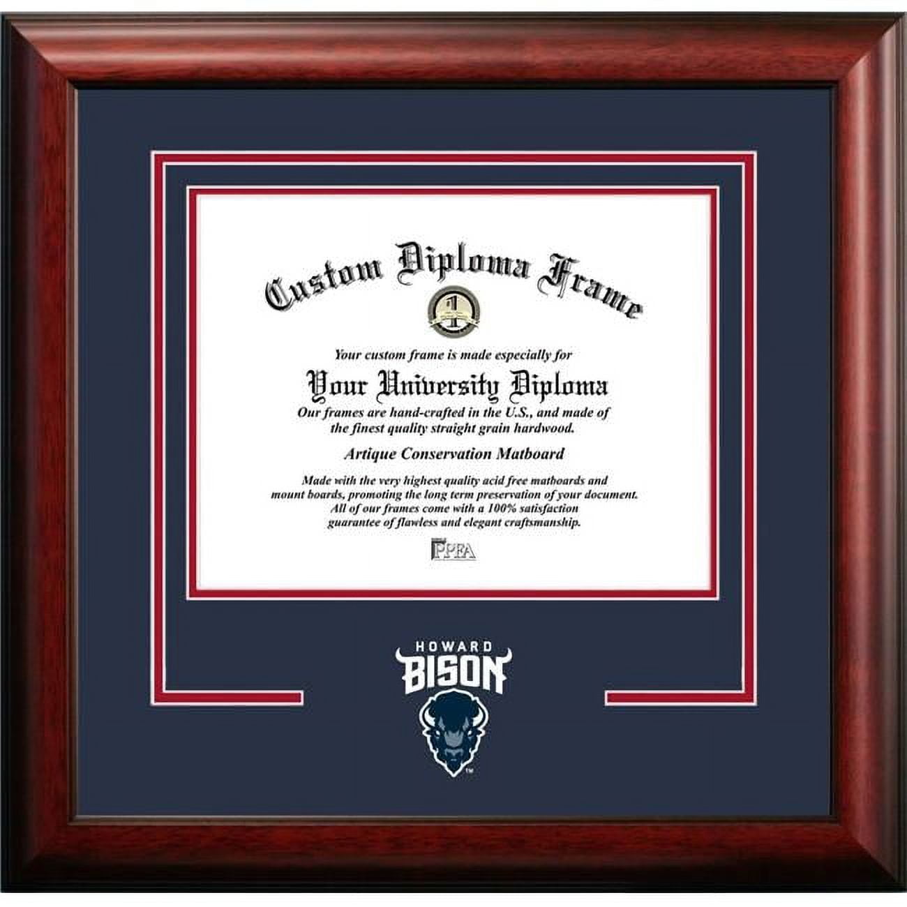 Picture of Campus Images DC991SD-1185 11 x 8.5 in. Howard University Bisons Spirit Diploma Frame - Satin Mahogany