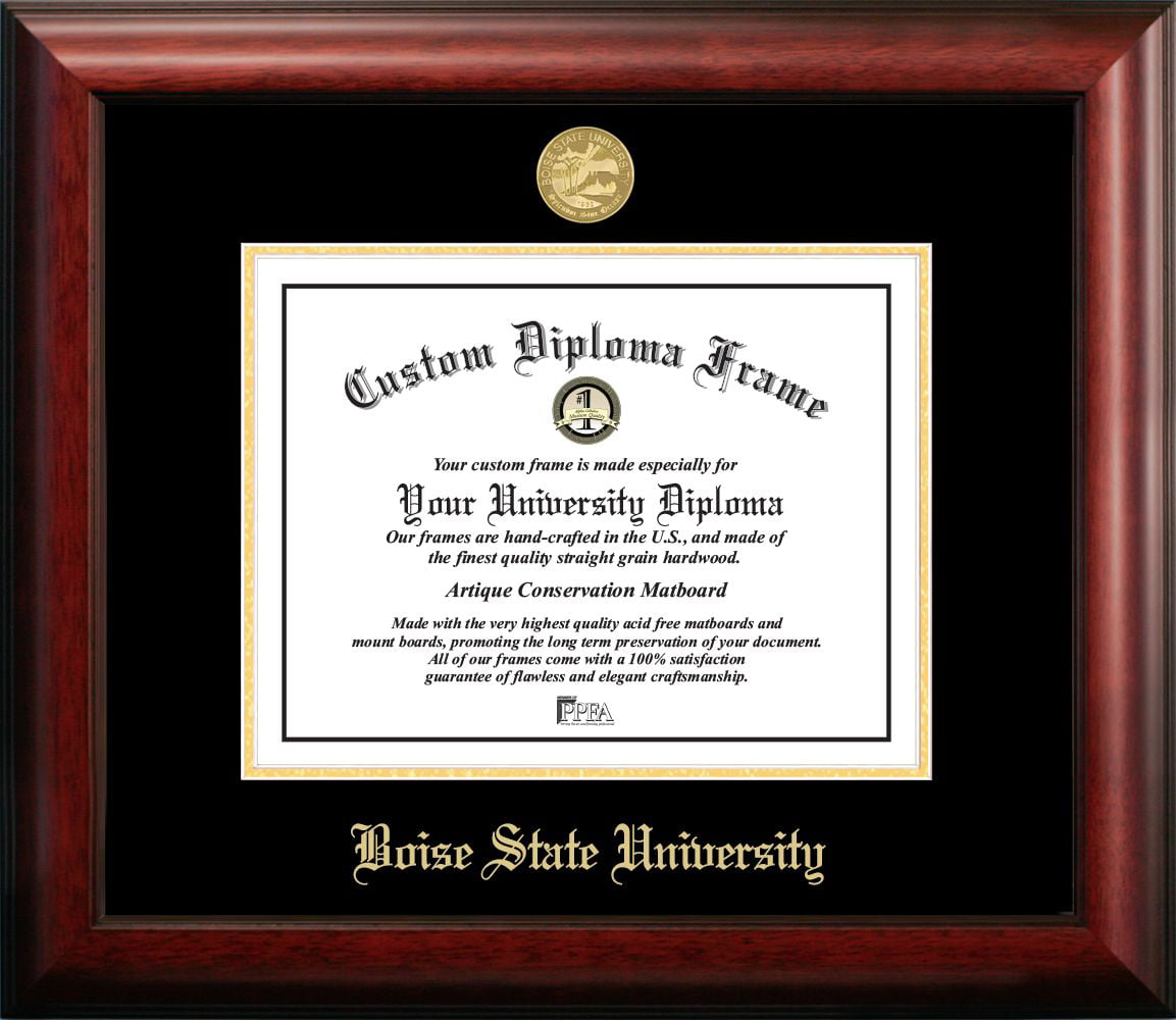 ID991GED-1185 11 x 8.5 in. Boise State University Gold Embossed Diploma Frame - Satin Mahogany