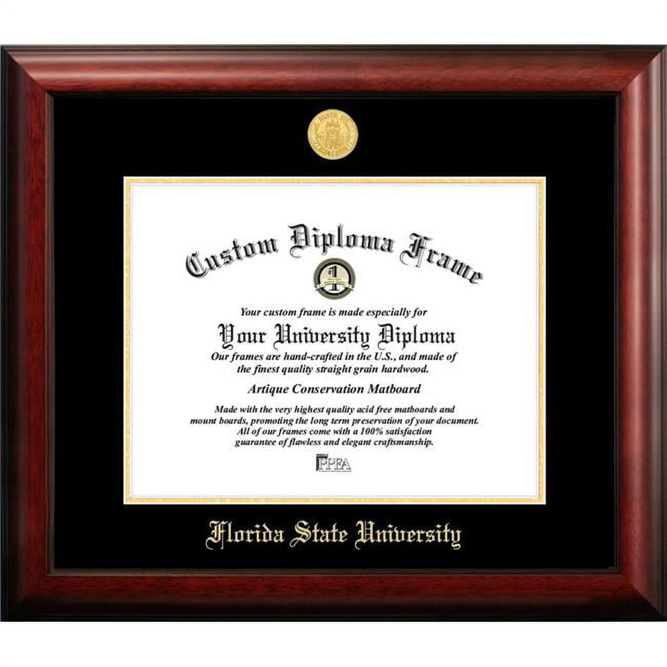 14 x 11 in. Florida State University Gold Embossed Diploma Frame - Satin Mahogany