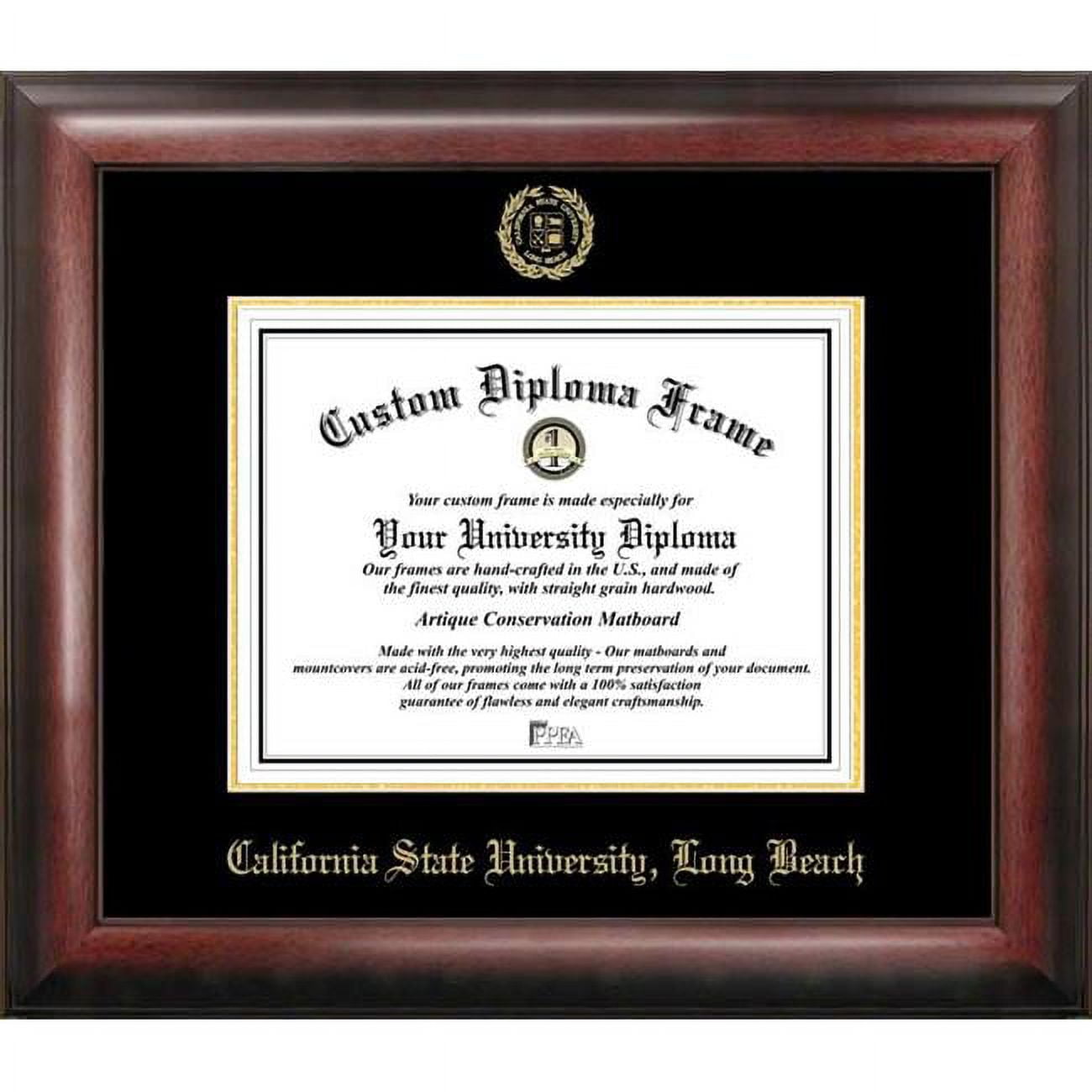CA923GED-1185 11 x 8.5 in. Cal State Long Beach Gold Embossed Diploma Frame - Satin Mahogany