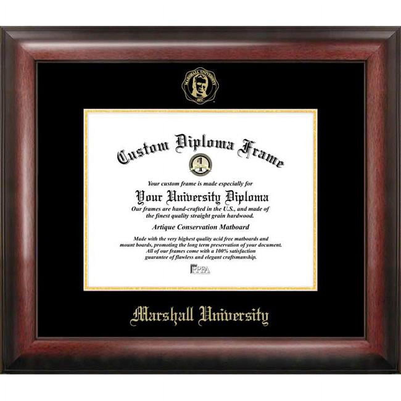 11 x 8.5 in. Marshall University Gold Embossed Diploma Frame - Satin Mahogany