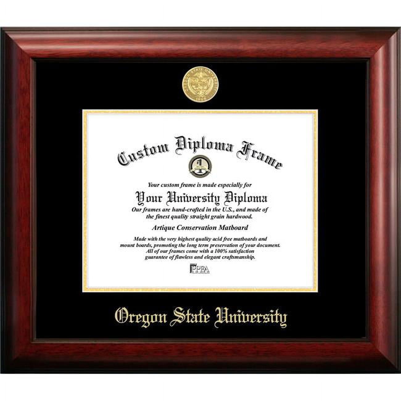 11 x 8.5 in. Oregon State University Gold Embossed Diploma Frame - Satin Mahogany