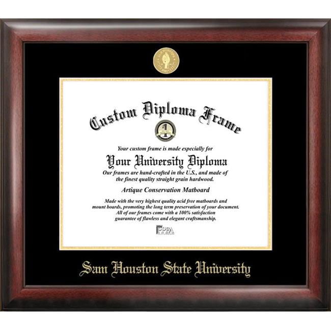 14 x 11 in. Sam Houston State Gold Embossed Diploma Frame - Satin Mahogany